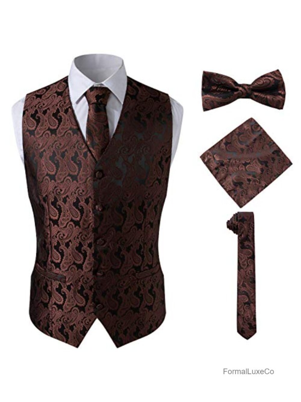 Men's 4PC Formal Suit Vest Set Slim Fit Business Wedding Party
